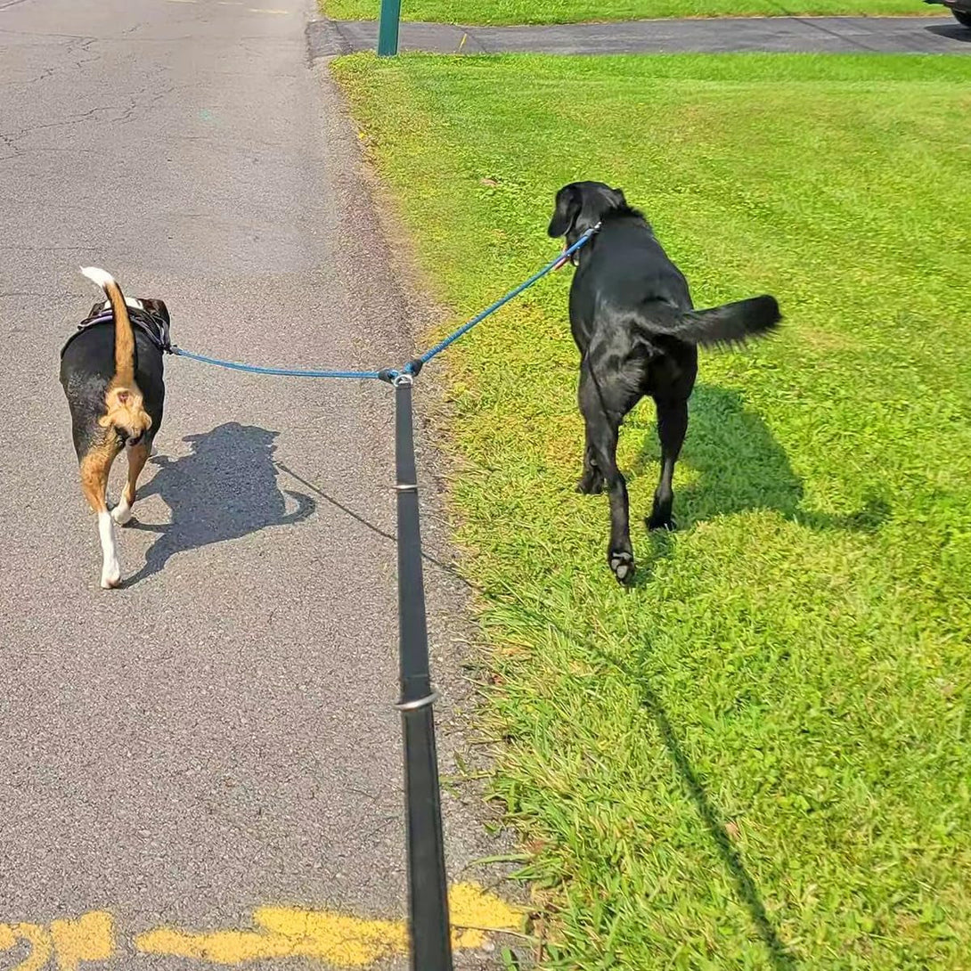 5 FT Double Dog Leash Coupler, Extension Rope for Two Dogs Walking, No Tangle Dual Strong Dog Lead Splitter, for Large Strong Medium Dogs (3/8" X 1.5M -Black)