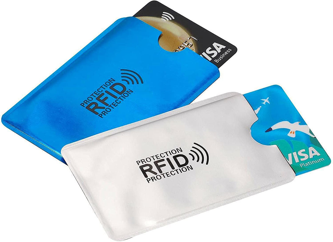 16 RFID Blocking Sleeves Set (10 Credit Card Holders & 4 Passport Protectors) Identity Theft Protection Secure Sleeves Set.Waterproof Aluminum Foil Slim Design Easily into Your Wallet
