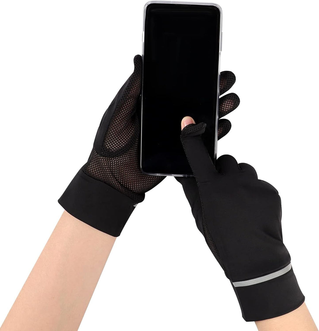 IPENNY Women Summer UPF 50+ UV Sun Protection Gloves 2 Fingers Flip Mesh Cooling Breathable Touchscreen anti Slip Mittens