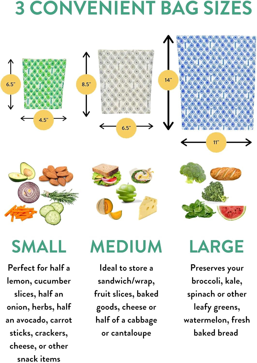 1 Pack - Beeaswax Wrap Storage Bag - Plastic and Silicone Free - Reusable Beeswax Food Wrap Bag- (1 Large, 11” X 14” (Grey)