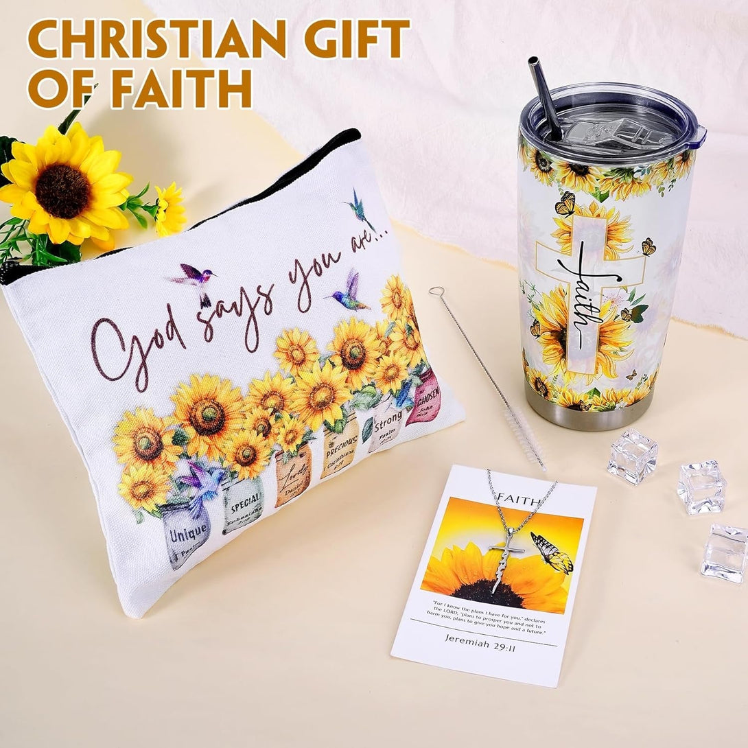 Christian Gifts for Women Faith, Sunflower Birthday Gifts for Women, Inspirational, Religious, Faith, Get Well Soon, Gifts for Mom, Wife, Friend, Sister, Mathers Grandma- Gifts Box