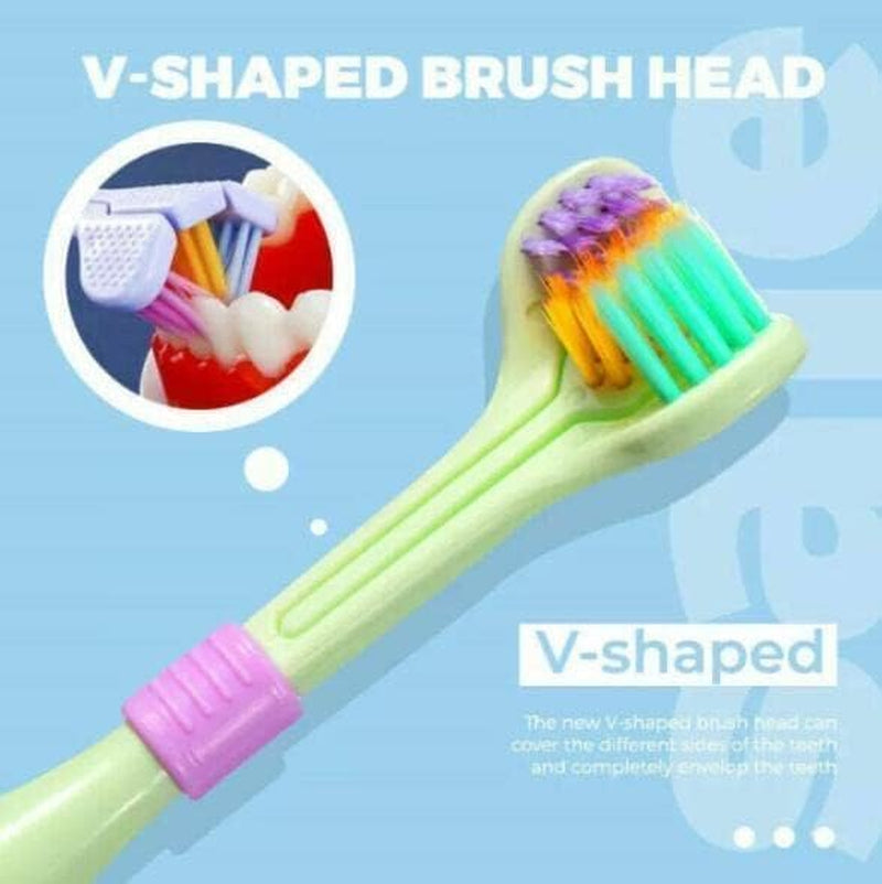 2Pcs Random Color Three-Sided Soft Hair Toothbrush, Effective Wrap-Around Design, Deeply and Thoroughly to Clean Teeth and Gums, Manual Toothbrushes Suitable for Adults and Children Health Household