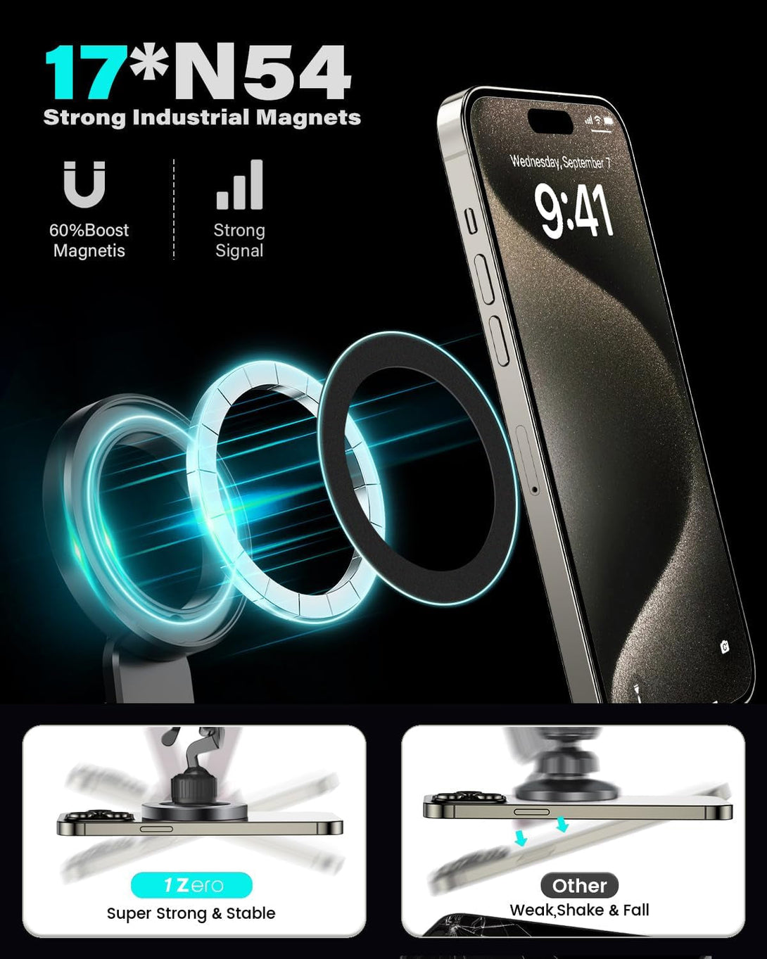 1Zero for Magsafe CD Phone Holder for Car [17 Strong Magnets] Magnetic CD Player Phone Mount, Hollow Socket CD Slot Phone Mount for Iphone 15 14 13 12 Series Pop Grip Ring Holder Magsafe Case
