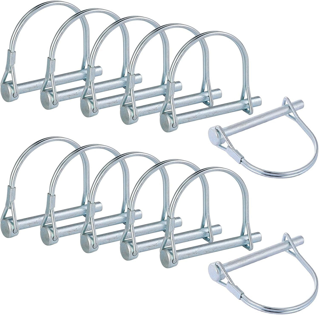 12-Count 1/4 Inch Heavy Duty Zinc-Plated Carbon Steel Spring Locking Pins for Farm Trailers Lawn Garden
