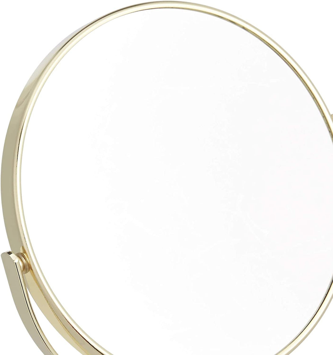 Amazon Basics Tabletop Mount Vanity round Mirror, 1X/5X Magnification, Iron, 7.2"L X 4.92"W, Gold