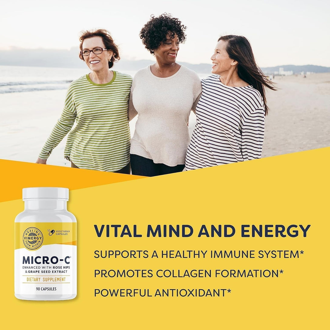 Vimergy Micro-C® Vitamin C Capsules – 500Mg per Capsule, Supports Immune Health*, Promotes Collagen Production, Supports Healthy Bones*, Kosher, Vegan & Gluten-Free, Travel Size 90 Capsules
