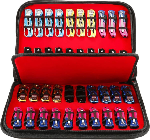 HERSENT Pocket Knife Storage Case,Folding Knife Pouch Carrier Holder,40 Slots Small Knife Carrying Cases,Versatile Knife Collection for Survival,Tactical,Outdoor,Edc Mini Knife
