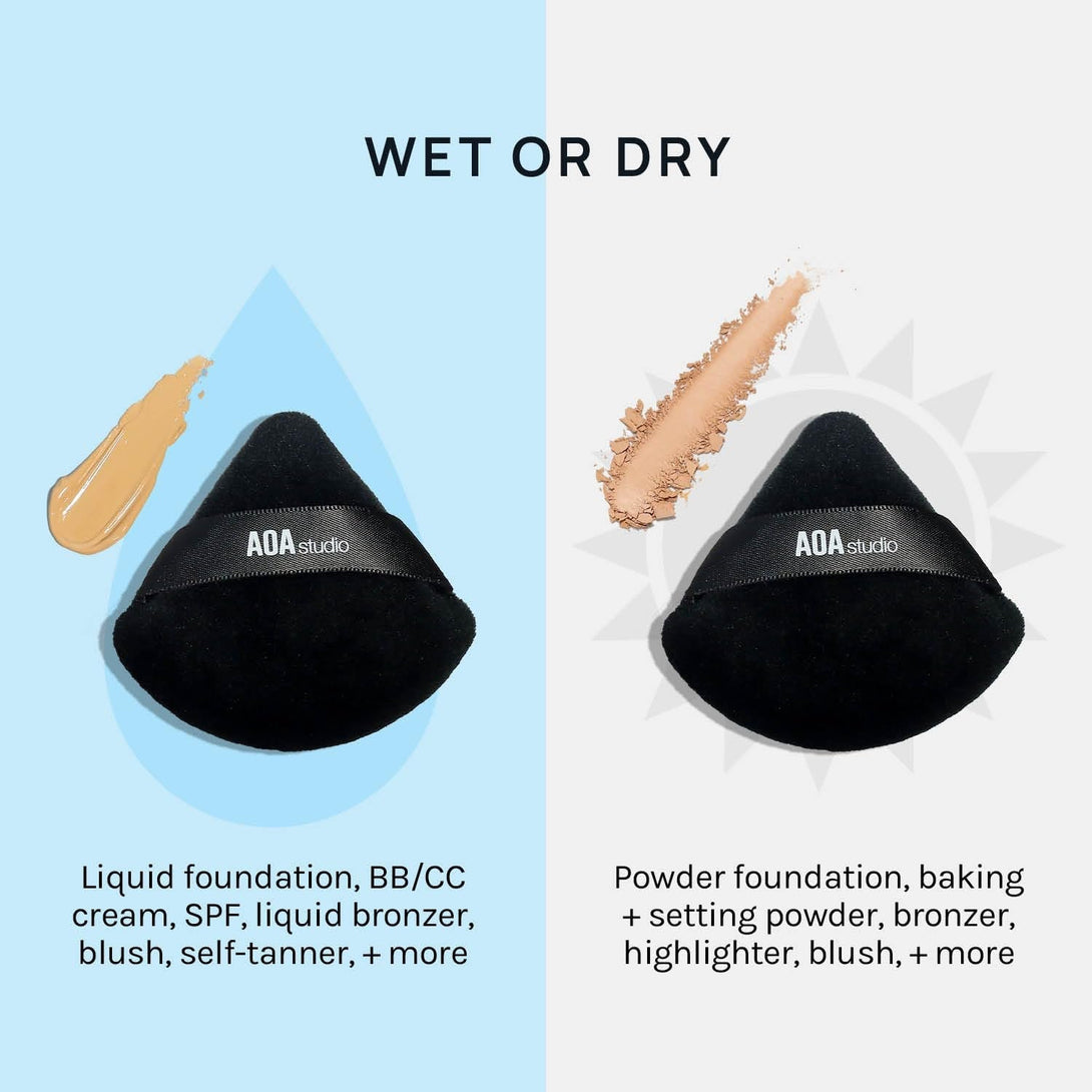 AOA Studio Velvet Puffs Makeup Puff Set of 6 Loose Powder Body Powder, Velour Makeup Blender Sponge Foundation Blending Sponges Set Beauty Makeup Tools (Black)