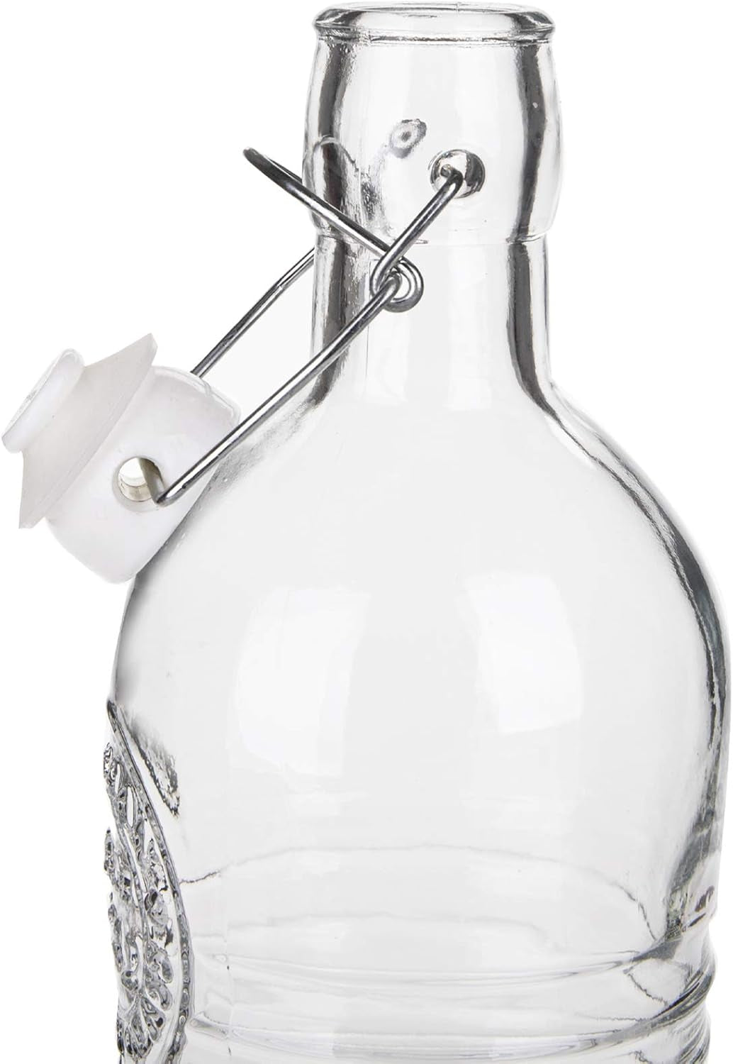 Nicunom 4 Pack Flip Top Glass Bottle, 40 Oz. / 1.2 Liter Clear Glass Pitcher Airtight Seal Swing Top Brewing Bottle for Beverages, Oils, Kombucha, Beer, Kiefer, Water, Soda