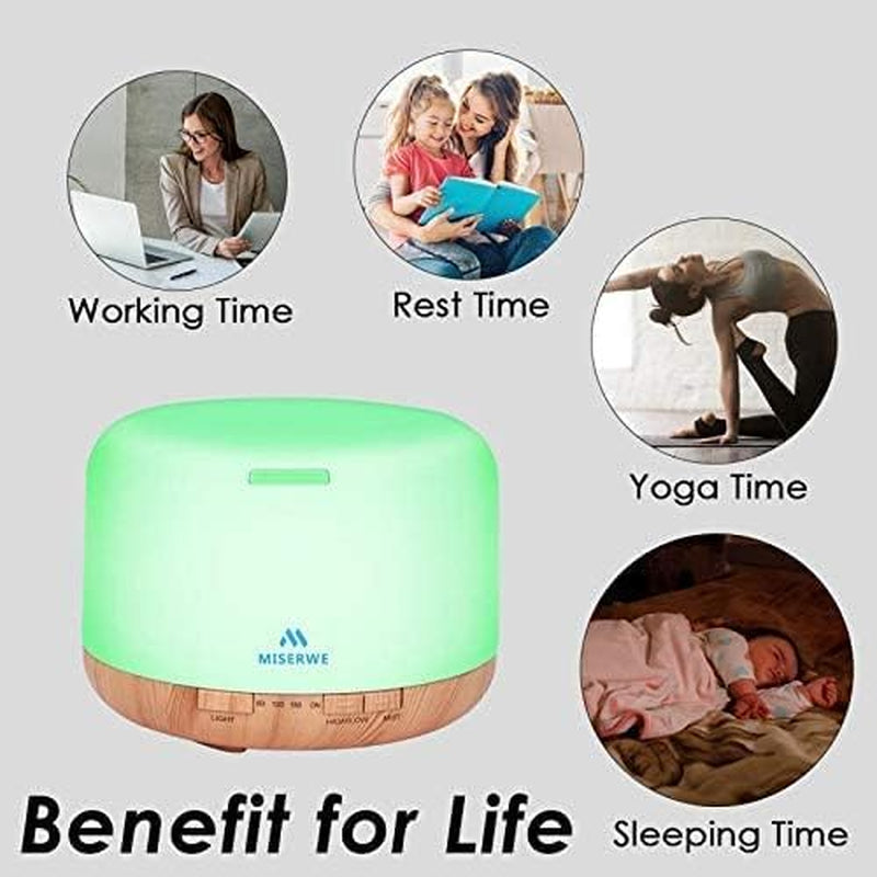 500Ml Diffuser with Remote Control Waterless Automatic Shut off Essential Oil Diffusers with Timing Mode Adjustable Oil Diffuser for Home