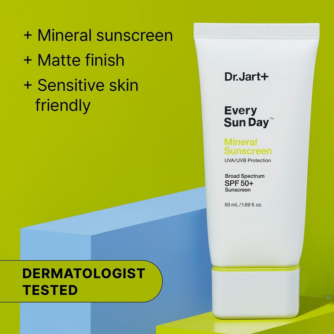 Dr.Jart+ Every Sun Day Mineral Korean Sunscreen SPF 50+ for Face | Korean Skin Care | Travel Size, 1.69 Fl Oz
