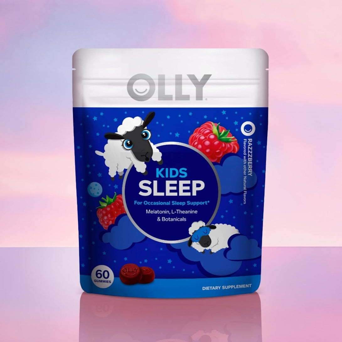 OLLY Kids Sleep Gummy, 0.5Mg Melatonin, L Theanine, Chamomile, and Lemon Balm, Childrens Chewable Supplement, Occasional Sleep Support, Raspberry - 60 Count