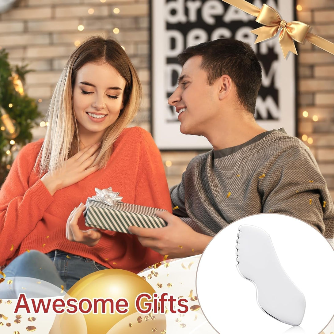 Stainless Steel Gua Sha Facial Tools Mothers Day Gifts for Mom Metal Detail Gua Sha Stone Body Lymphatic Drainage Massager Face Guasha Face Sculpting Tool Skin Care