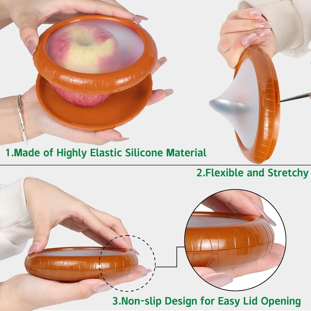 Avocado Saver and Tomato Holder - Set of 4 Preventing Food Flavor Skewering Reusable Storage Containers for Fridge -Ideal for Garlic, Onions, Lemons, and Potatoes