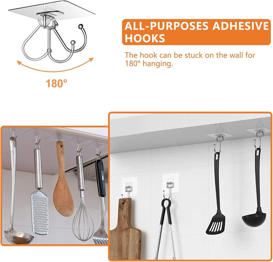 Adhesive Hooks for Hanging 33Lbs Heavy Duty Towel Coat Hooks Waterproof Self Adhesive Wall Hooks for Bathroom Shower Kitchen Door Home Improvement Utility Hook