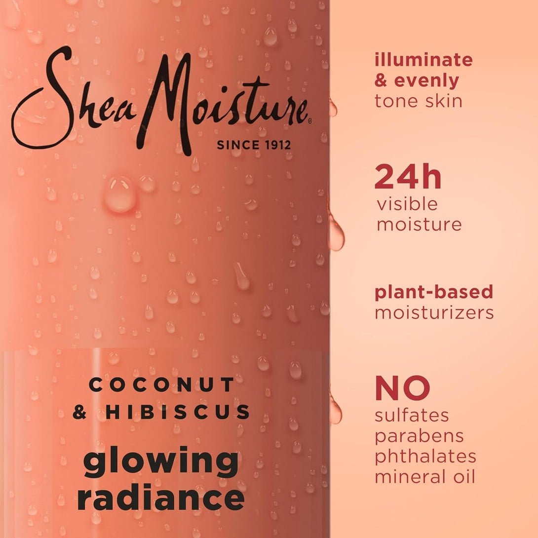 Sheamoisture Coconut Hibiscus Body Wash Glowing Radiance Glowing Radiance Body Wash for 24H Visible Moisture for Healthy, Glowing Skin 18 Oz