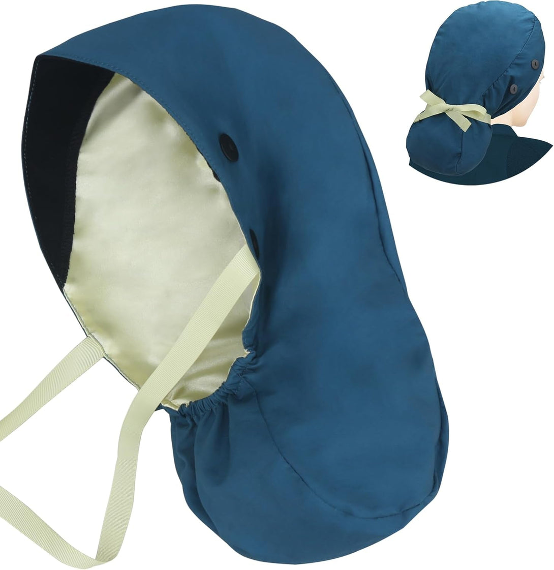 ABAMERICA Scrub Caps for Women Surgical Caps Nurse Hat Functional Ponytail Holder for Long Hair Single or Satin-Lined