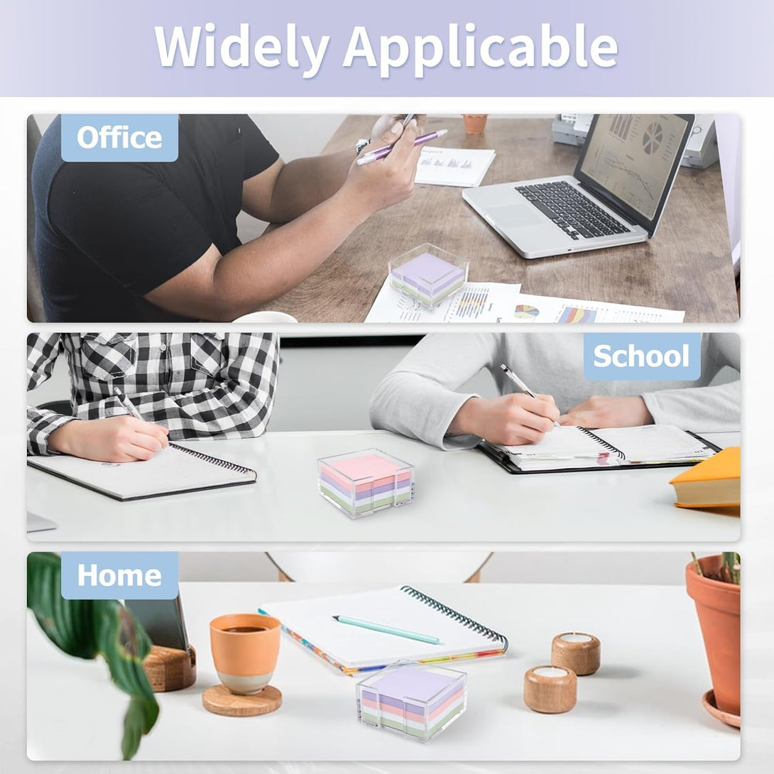 Acrylic Sticky Note Holder, 3 X 3 Crystal Clear Acrylic Notepad Holder Sticky Note Dispenser for Dorm Room and Office Desk Organizer