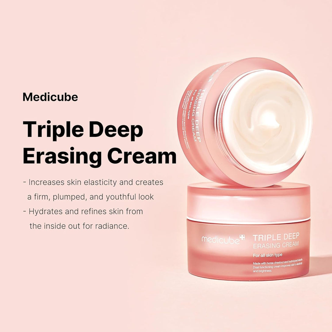 Medicube Triple Collagen Cream - Hydrating & Firming Moisturizer with Hyaluronic Acid, Premium Elastin, Shea Butter - Wrinkle Care & Boosts Elasticity - Korean Skincare, 1.69 Oz