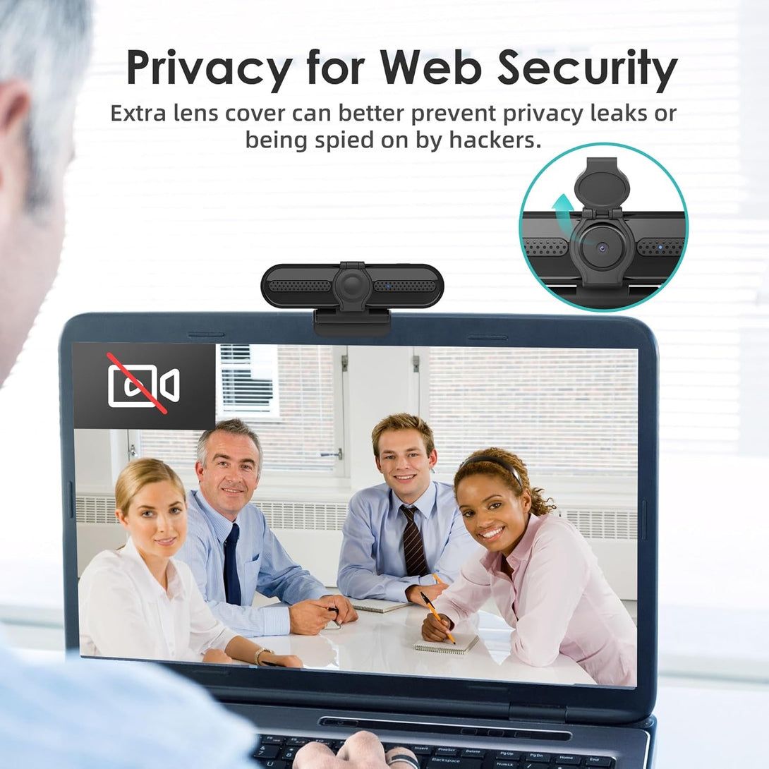 Saylas 2K Webcam, FHD Streaming Camera with 2K/30Fps, 1080P/60Fps, Autofocus, Dual Noise-Cancelling Microphones, Privacy Cover and Tripod, for Computer/Zoom/Skype/Teams/Laptop/Macbook/Windows