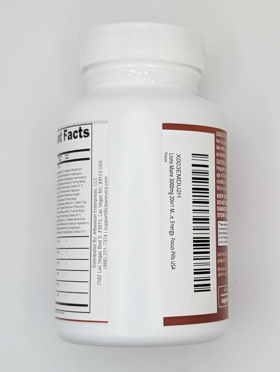 Clean Nutraceuticals Lions Mane 20In1 Mushroom Supplement with Turkey Tail Reishi Cordyceps Chaga Maitake Meshima Poria Cocos Shiitake Oyster Porcini Enoki - Pack