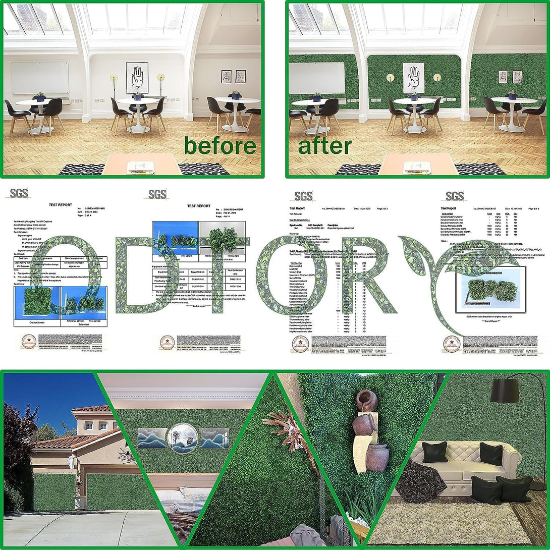 Artificial Grass Wall Panel Backdrop,10 X 10 in 16P(11.2 Sqft) Uv-Anti Greenery Boxwood Panels for Indoor Outdoor Green Wall Decor & Ivy Fence Covering Privacy