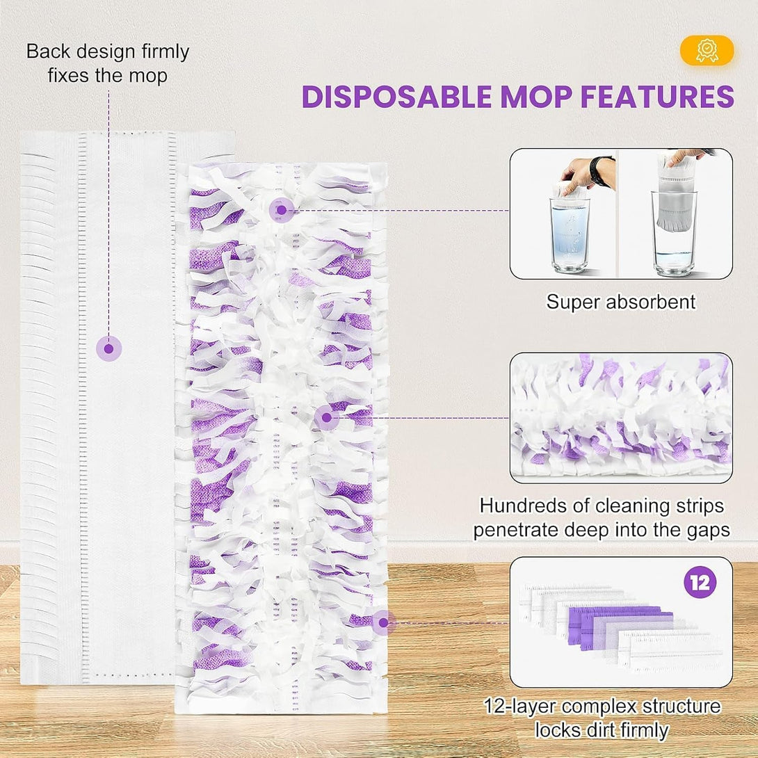 15 Pack Power Mop Refills Compatible with Swiffer Powermop Multi-Surface Floor Mop and Swiffer Powermop Wood Mop, Replacement Power Mop Pads