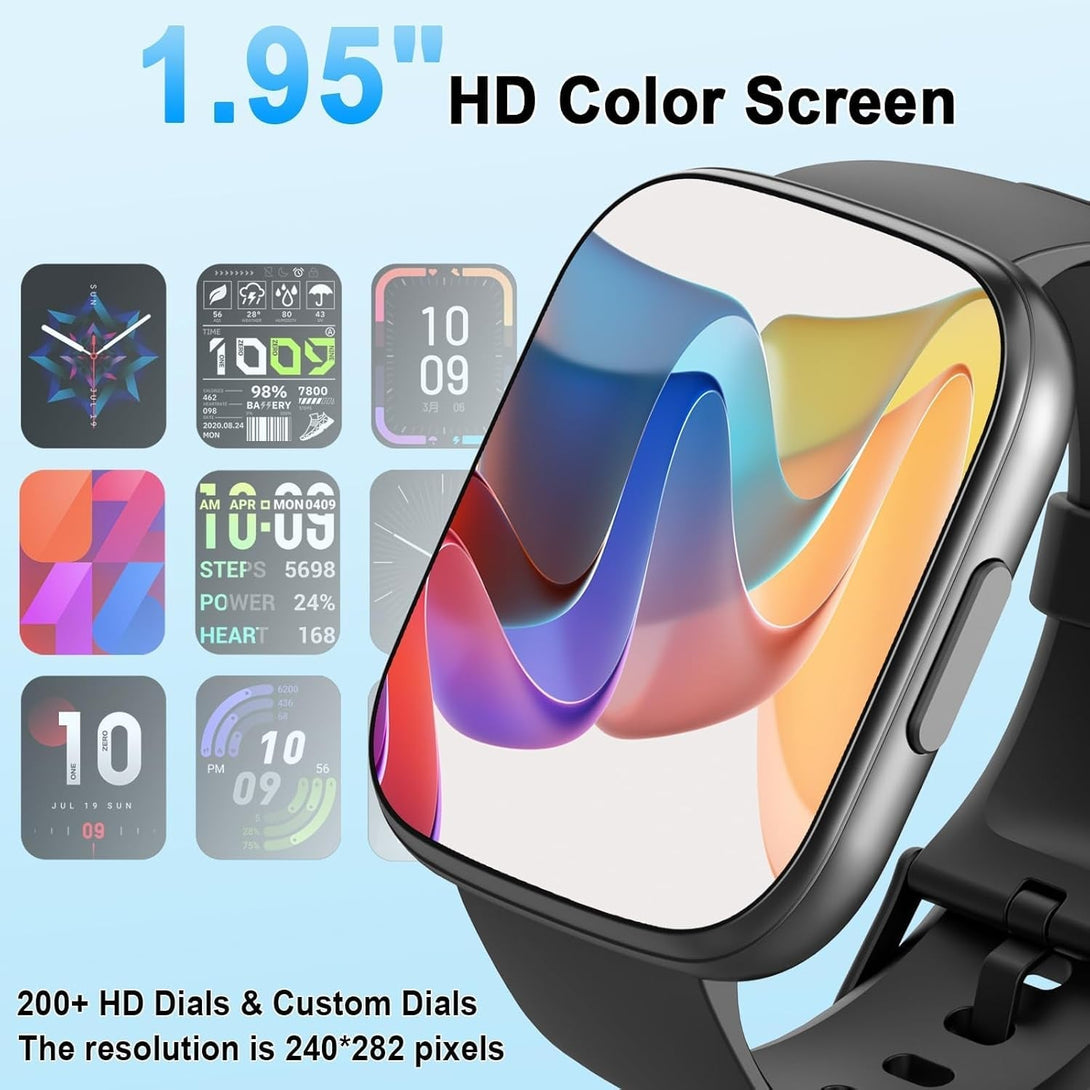 Smart Watch, 1.95" Smartwatch for Men Women (Answer/Make Call), 110+ Sports Modes Fitness Tracker with Heart Rate Sleep Monitor, IP68 Waterproof Fitness Watch, Step Counter Watches for Android Ios