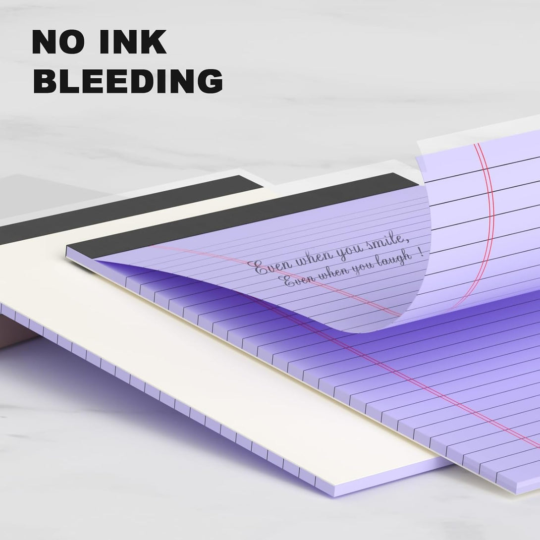 6Pcs Small Legal Pad 5X8 College Ruled Purple Legal Pads Paper Notepads 6 Pack Study Back Writing Pads 5 X 8 Legal Pads Perforated Narrow Ruled Pads of Paper Purple