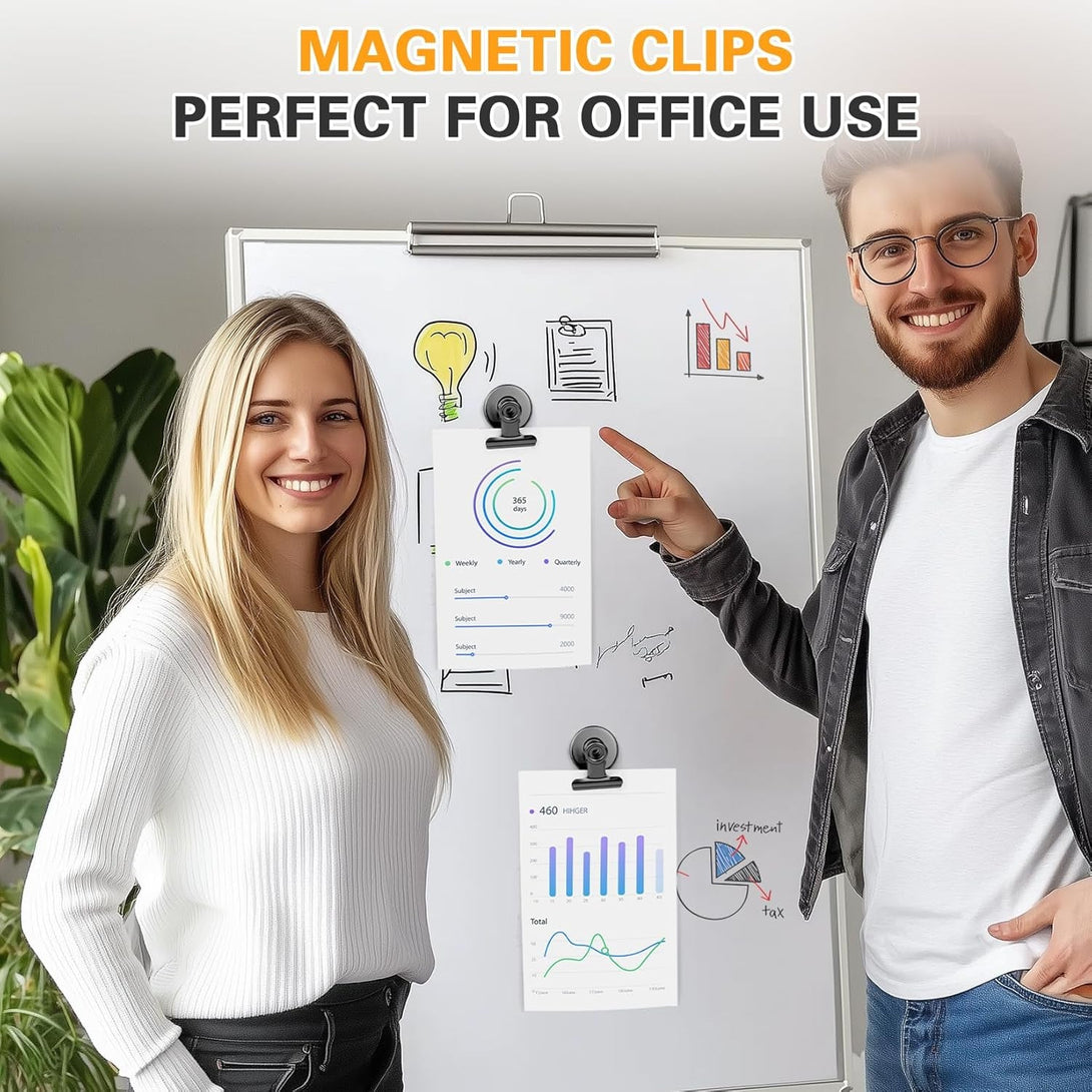 12Pack Fridge Magnets Refrigerator Magnets Magnetic Clips Heavy Duty Detailed List Display Paper Fasteners on Home& Office& Teaching (Black, 12)