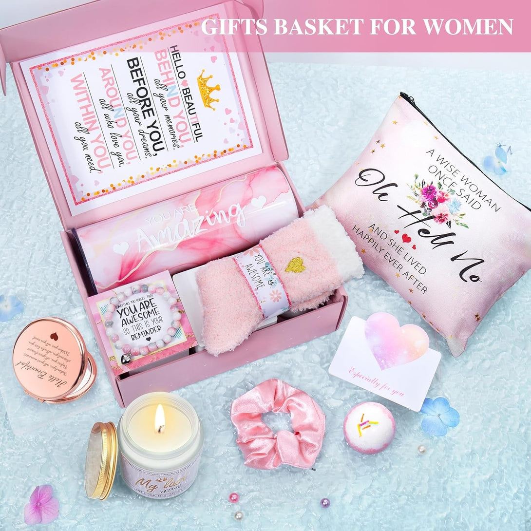 Gifts for Women,Birthday Gifts for Women Friendship,Spa Gifts Basket with Wine Tumbler,Gift Set for Women,Self Care Gift Idea for Mom,Her,Female Friend,Sister,Wife,Unique Gifts for Women