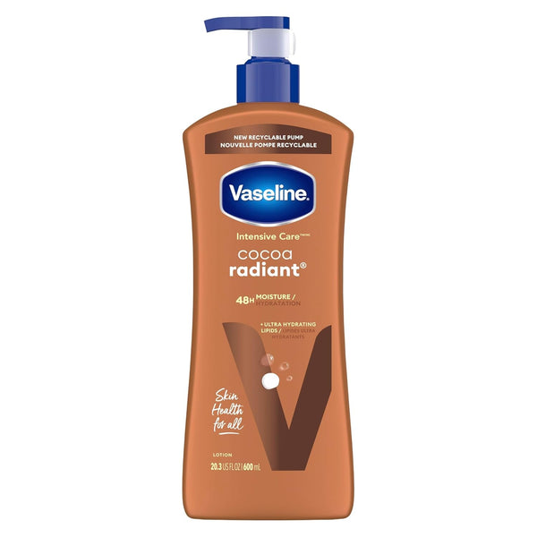 Vaseline Intensive Care Body Lotion Cocoa Radiant for Dry Skin Lotion Made with Ultra-Hydrating Lipids and Pure Cocoa Butter for a Long-Lasting, Radiant Glow 20.3 Oz