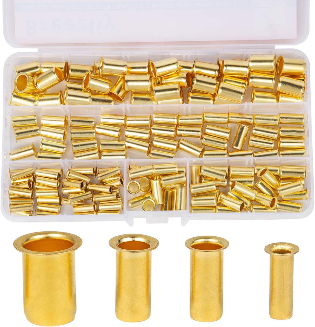 160Pcs Tube OD(1/4" 5/16'' 3/8" 1/2") Brass Compression Insert,Brass Compression Fitting Assortment Kit, Insert Tube Support Compression Sleeve Fitting