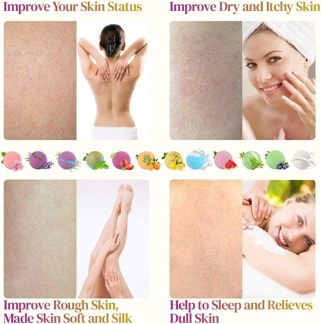 Bath Bombs for Women, 12 PCS Bath Bombs for Girls Kids Toddlers Adults, Shea & Coco Butter Dry Skin Moisturize, Bath Bomb Kit for Birthday Halloween Christmas