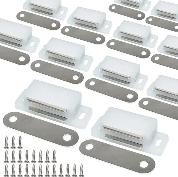 12Pack 15Lbs Cabinet Magnets Magnetic Door Catch for Kitchen Closet Door Bathroom Cupboard Wardrobe Closing Drawer Latch and Shutters with Mounting Screws (White)