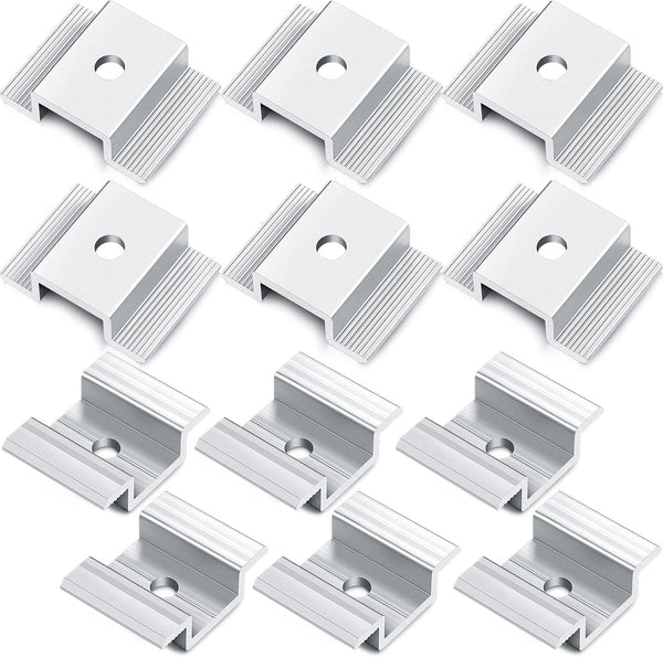 12 Pack Solar Panel Mid Clamps 1.06 Inch Solar Panel Bracket Aluminium Mounting Accessories Aluminum Solar Mid Clamp for Solar Panel Mounting Solar Panel Mid Clamp