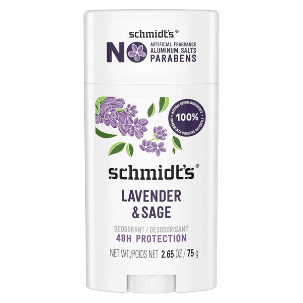 Schmidt'S Aluminum Free Natural Deodorant for Women and Men, Lavender and Sage with 24 Hour Odor Protection, Certified Natural, Vegan, Cruelty Free, 2.65 Oz