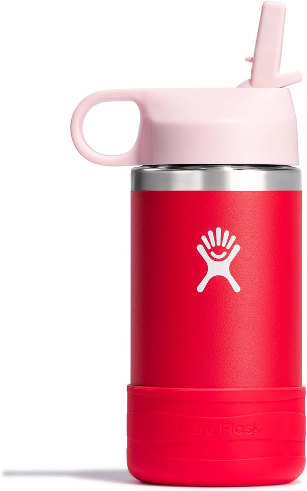 HYDRO FLASK Kids Water Bottle Jr. Stainless Steel Insulated with Straw Cap for Water, Milk, Juice, School, Camp, Sport, Play and Lunch, Easy to Clean, Leak-Resistant