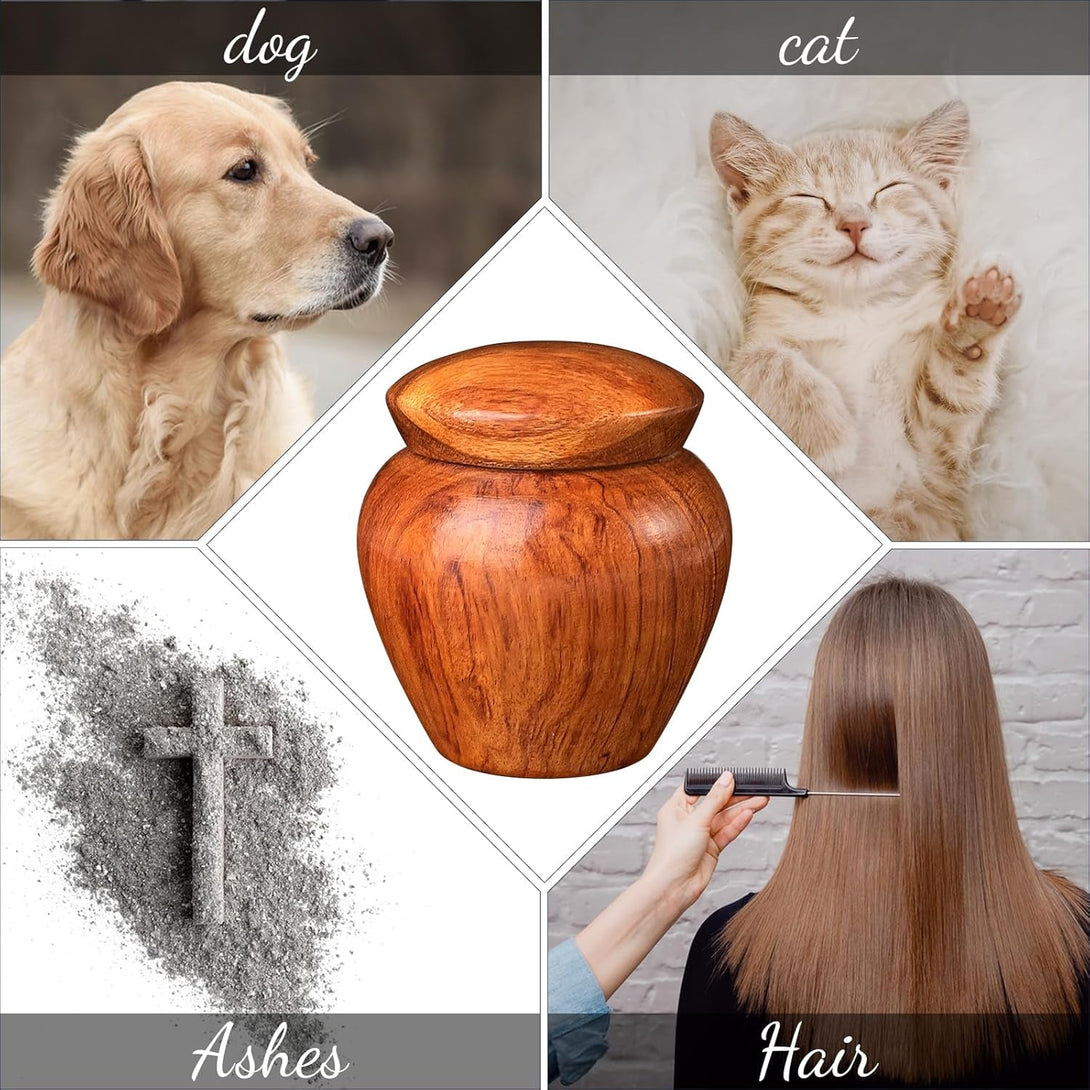 2 Packs Wooden Small Urns for Human Ashes Keepsake, Mini Urns for Ashes, Cremation Urns for Human Ashes Adult Male Female Pet,Keepsake Wood Urns with Velvet Bag