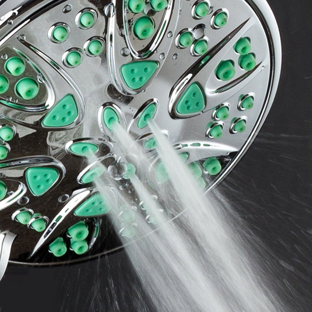 Aquadance Antimicrobial – Anti-Clog High-Pressure 6-Setting Shower Head with Microban Nozzle Protection from Growth of Mold, Mildew & Bacteria for Stronger Shower! 4" Coral Green