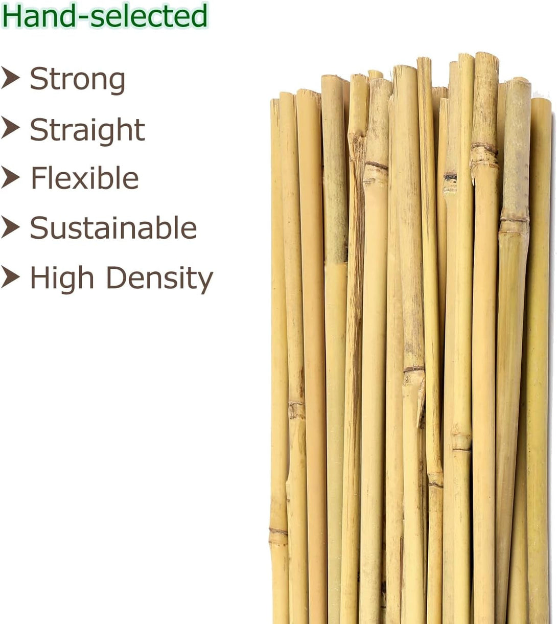 Bamboo Stakes 4Ft Natural Plant Stakes for Tomatoes, Beans, Climbing Plants Support - 25 Pack Bamboo Sticks for Plants