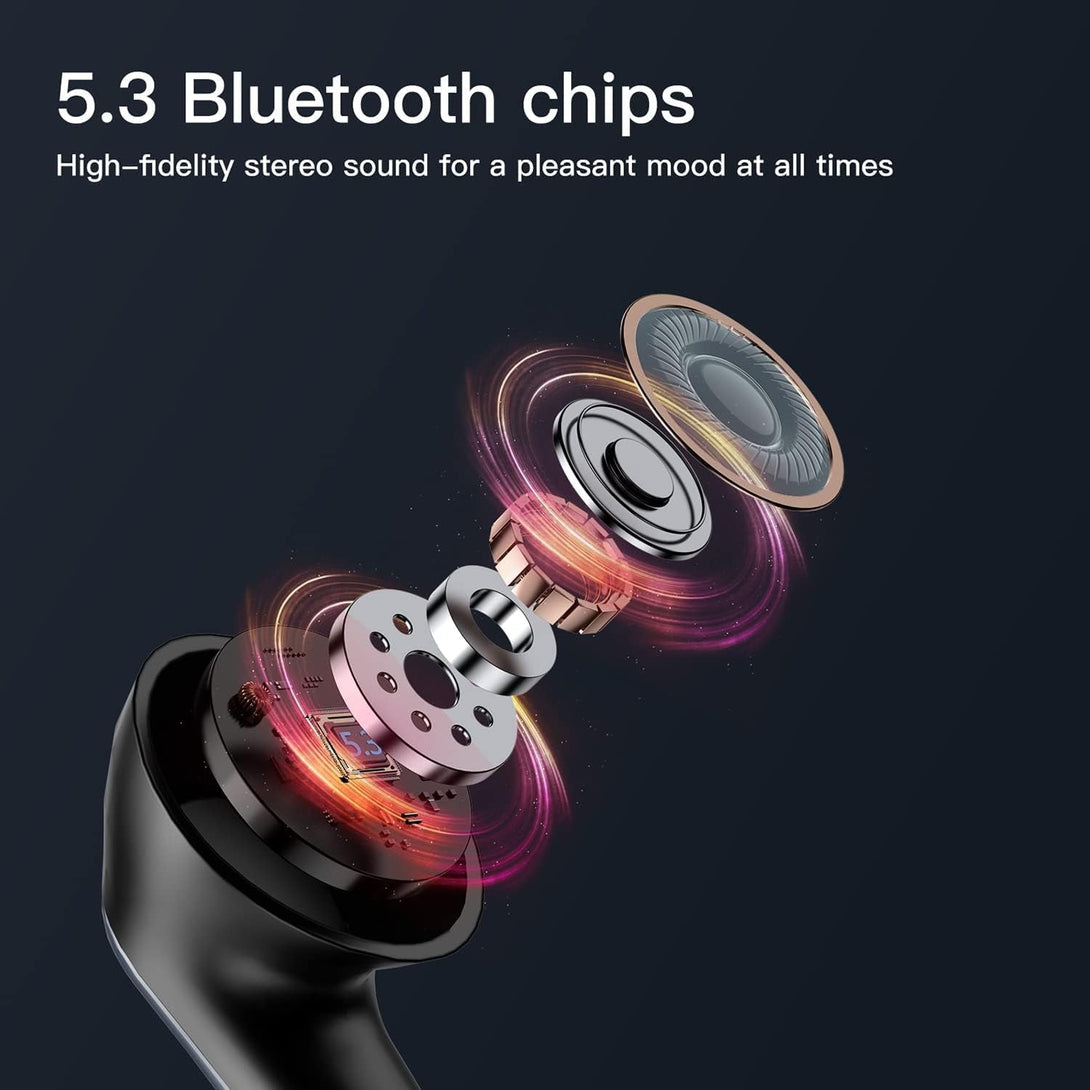 Bluetooth Headphones,Wireless Earbuds 50H Playback Ear Buds with Charging Case Stereo Sound In-Ear Airbuds Waterproof Earphone with Mic Compatible with Iphone/Android Pods Laptop Sports Workout