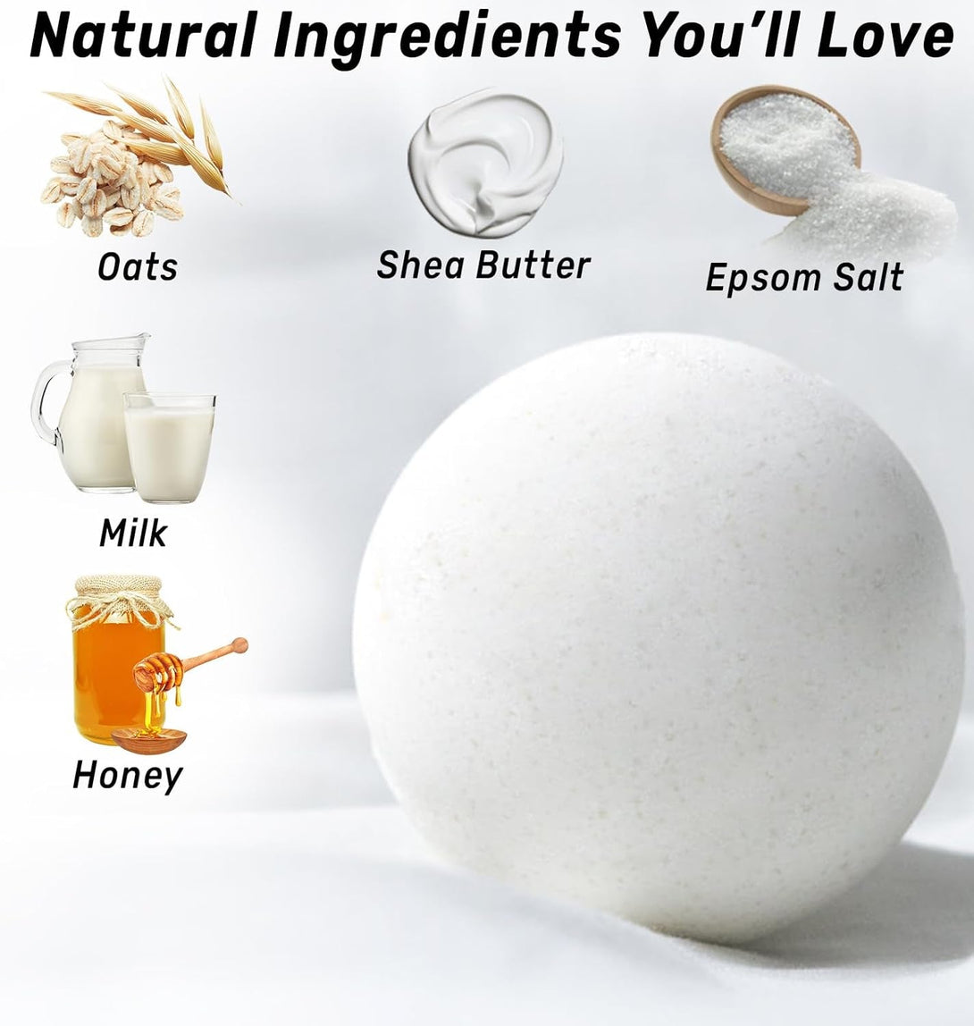 Creamy Collagen Bubble Bath Bombs with Oatmeal Milk Honey Essential Oils Luxurious Bath Gift Dry Skin Nourishment Indulge in a Blissful Bathing Spa