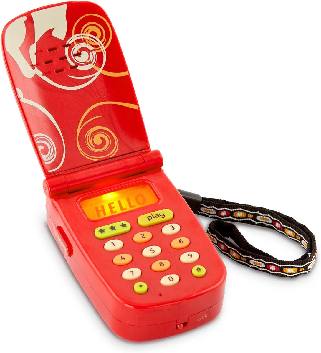 B. Toys- Hellophone- Red- Pretend Play Toy Cell Phone – Kids Play Phone with Light Sounds and Songs – Toddler Phone with Message Recorder- 18 Months +