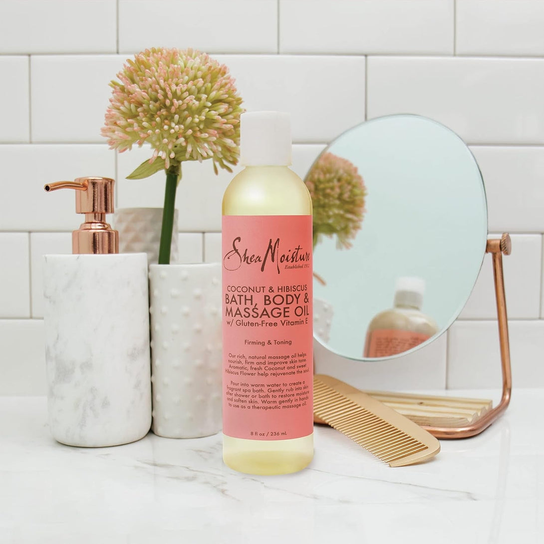 Sheamoisture Body Oil, Bath, and Massage for Dull Skin Coconut Oil and Hibiscus for Glowing Skin 8 Oz