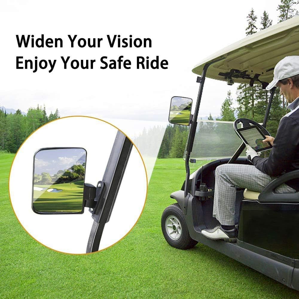 10L0L Universal Golf Cart Side Mirrors for Yamaha Club Car, EZGO, Folding Side View Mirror Extra Wide 180 Degree Large Panoramic Mirrors