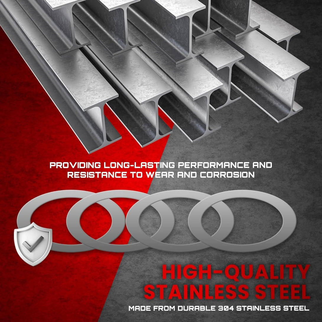 5/8X24 Barrel Shim Kit for .30/.308/7.62 & 300BLK (20 Pieces) - Stainless Steel Muzzle Shim Kit for Precise Alignment (4 Units X 5 Thickness - 0,004"/0,008"/0,012"/0,02"/0,04")
