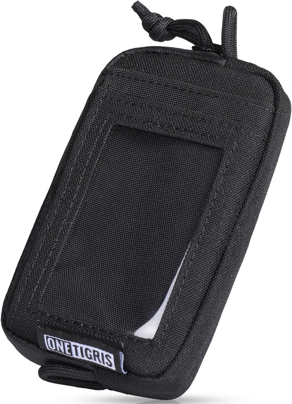 Onetigris Front Pocket Wallet with Zippers Small Coin Purse Tactical Wallet Nylon Minimalist Wallet for Men Women, Black