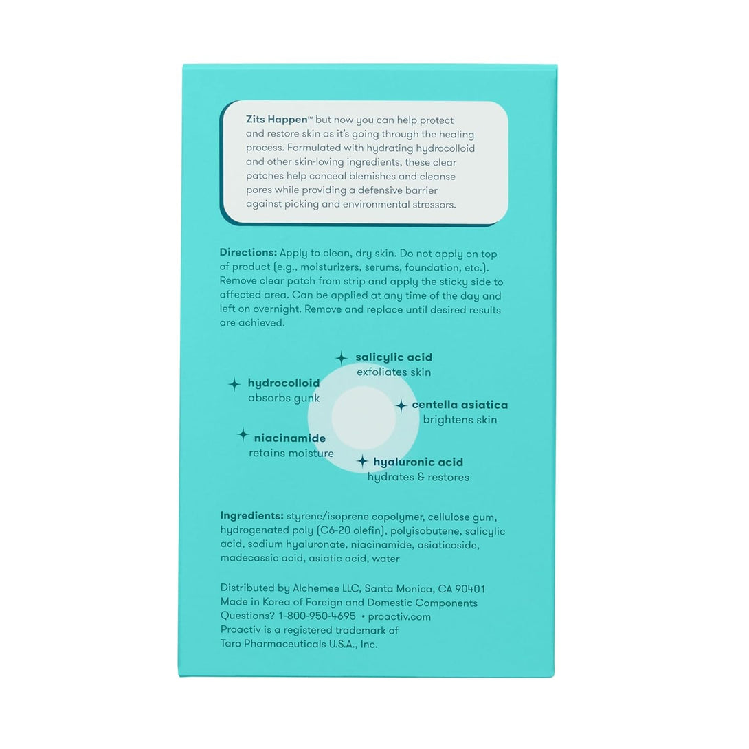 Proactiv Zits Happen® Hydrocolloid Acne Patches- Pimple Patches for Face and Back Acne with Pore Cleansing Salicylic Acid- 30 Count