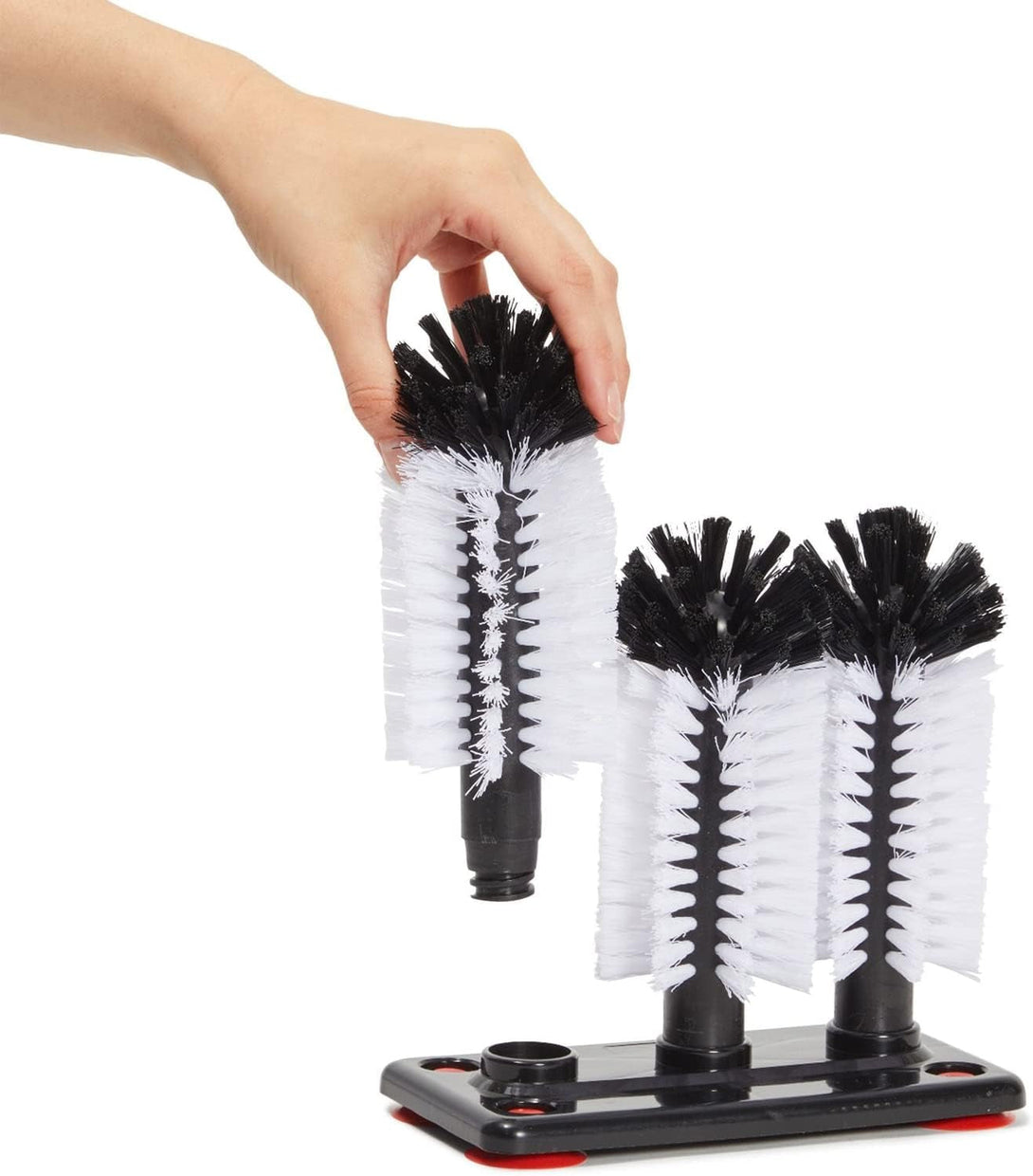 Bar Wine Glass Washer for Sink - 3 Head Bottle Brush Cleaner with Suction Base for Kitchen